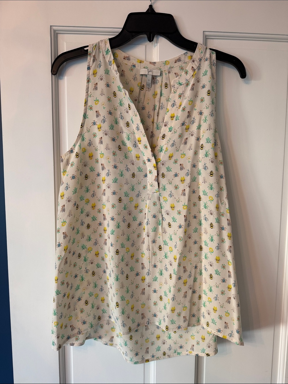 Joie Cream Sleeveless V-Neck Camisole with Bug Print